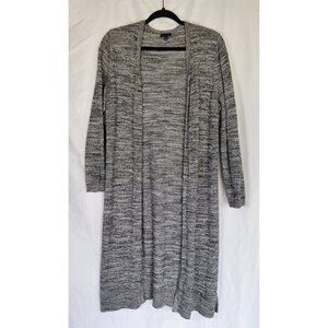 Talbots Knit Duster Cardigan Medium Open Front Space Gray Long Lightweight